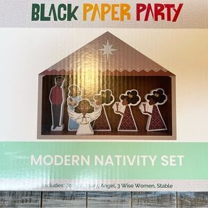 Black Paper Party Modern Nativity Set New